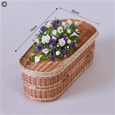  Petite purple and white casket spray 