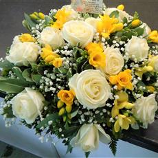 Yellow Freesia and Rose Posy - Beaufort local delivery only