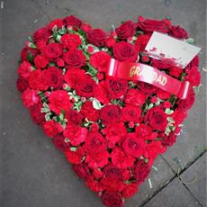 Red Rose and Carnation Heart- Beaufort local delivery only