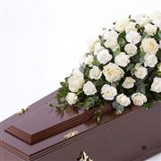 White Rose and Carnation Casket Spray-Beaufort local delivery only