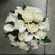 White calla lily and rose Bridal handtied