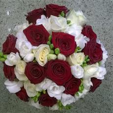  Red Rose and Freesia posy