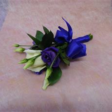 Purple Lisianthus and rose Corsage
