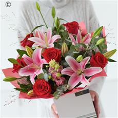 Large Valentines Rose and Lily Bouquet