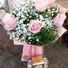 Roses and Ferrero Rocher chocolates